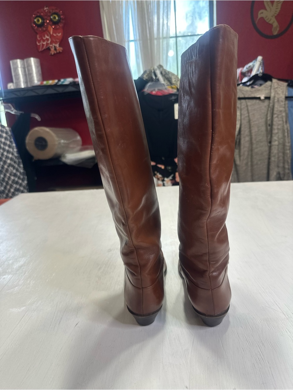 Charter Club Italy Brown Leather Tall Riding Boots Women’s 6B Knee High - Picture 4 of 16